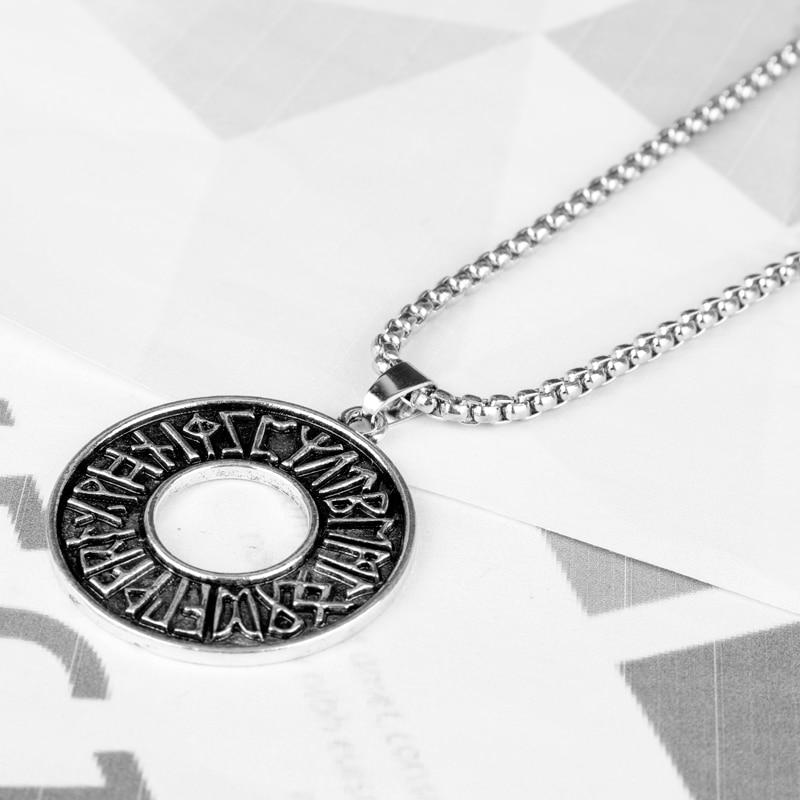 Hollow Circular Silver Rune Pendant with Odin's Symbol-Necklaces-Innovato Design-Innovato Design