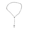 Black Cross Hematite Round Beaded Chain Rosary - InnovatoDesign