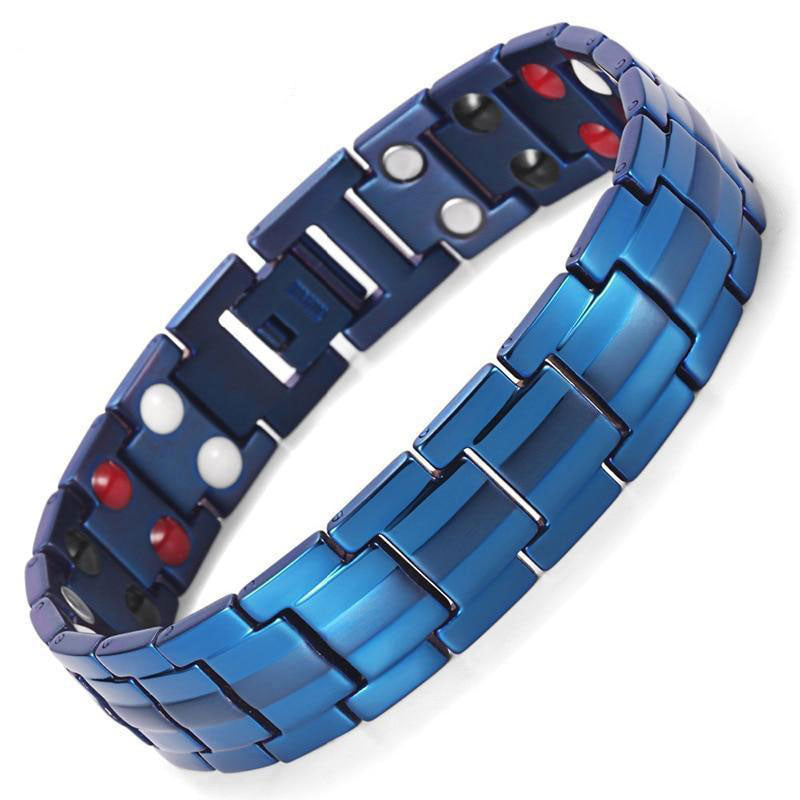 Large Titanium Blue Magnetic Bracelet with Adjusting Tool-Bracelets-Innovato Design-Innovato Design