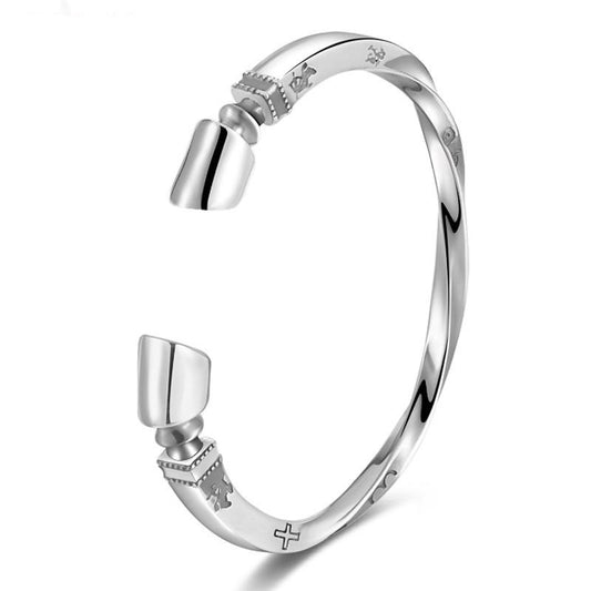 Viking 925 Sterling Silver Vintage Punk Rock Biker Twisted Open Bracelet-Bracelets-Innovato Design-Innovato Design