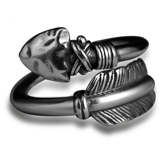 Big Black Cupid's Arrow 925 Sterling Silver Adjustable Vintage Punk Biker Ring-Rings-Innovato Design-Innovato Design