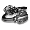 Big Black Cupid's Arrow 925 Sterling Silver Adjustable Vintage Punk Biker Ring