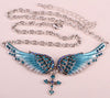 Silver Crystal Angelic Wing Cross Pendant Necklace - InnovatoDesign