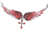 Silver Crystal Angelic Wing Cross Pendant Necklace-Necklaces-Innovato Design-Red-Innovato Design