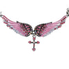 Silver Crystal Angelic Wing Cross Pendant Necklace-Necklaces-Innovato Design-Pink-Innovato Design