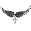 Silver Crystal Angelic Wing Cross Pendant Necklace-Necklaces-Innovato Design-Gray-Innovato Design