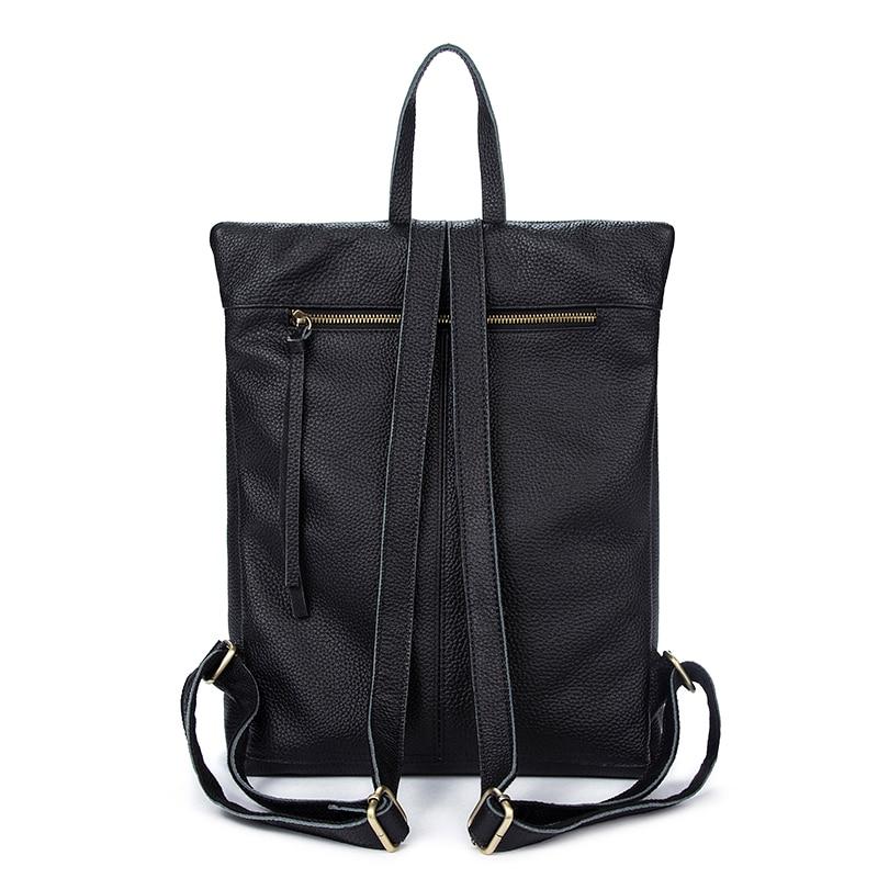 Large Genuine Leather Backpack with Simple Design in Black, Apricot, and Brown-Backpacks-Innovato Design-Black-Innovato Design