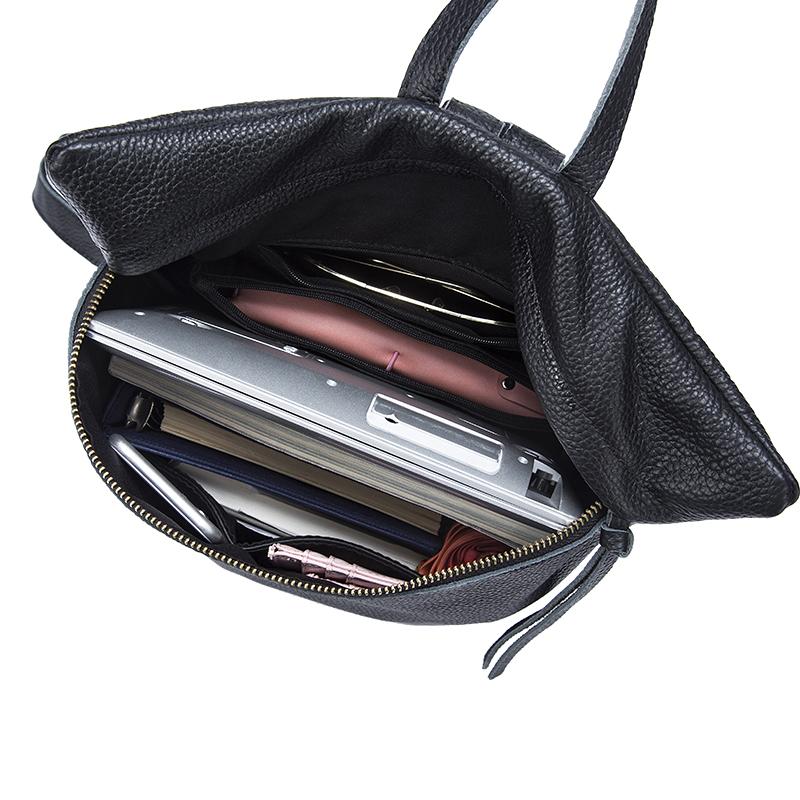 Large Genuine Leather Backpack with Simple Design in Black, Apricot, and Brown-Backpacks-Innovato Design-Black-Innovato Design