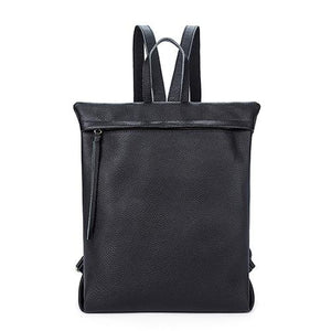 Large Genuine Leather Backpack with Simple Design in Black, Apricot, and Brown-Backpacks-Innovato Design-Black-Innovato Design