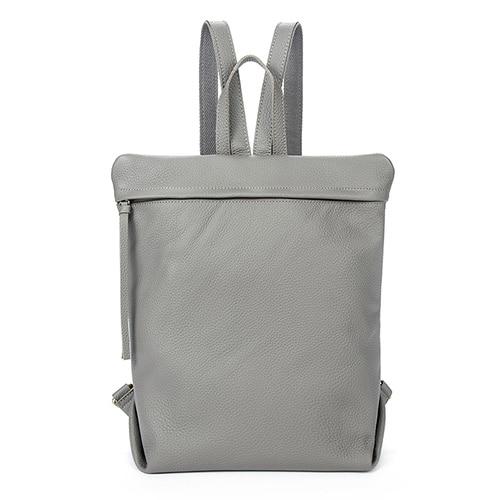 Large Genuine Leather Backpack with Simple Design in Black, Apricot, and Brown-Backpacks-Innovato Design-Grey-Innovato Design