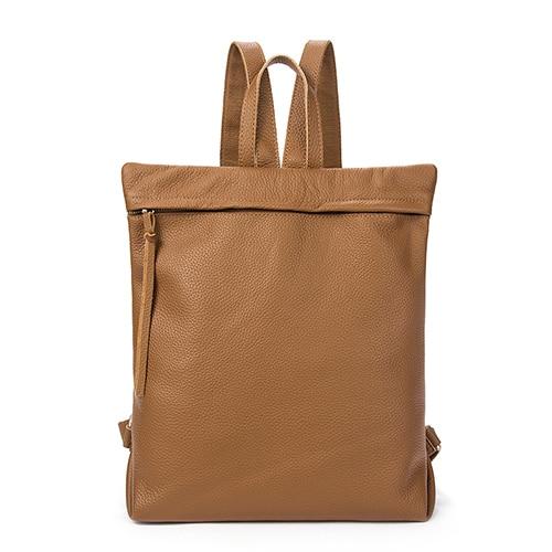 Large Genuine Leather Backpack with Simple Design in Black, Apricot, and Brown-Backpacks-Innovato Design-Brown-Innovato Design