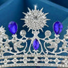 Royal Blue & Silver Crystal Bride Crown for Wedding - InnovatoDesign