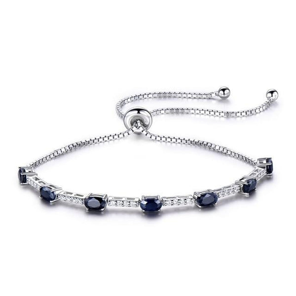 Natural Dark Blue Sapphire 925 Sterling Silver Romantic Wedding Bracelet-Bracelets-Innovato Design-Innovato Design