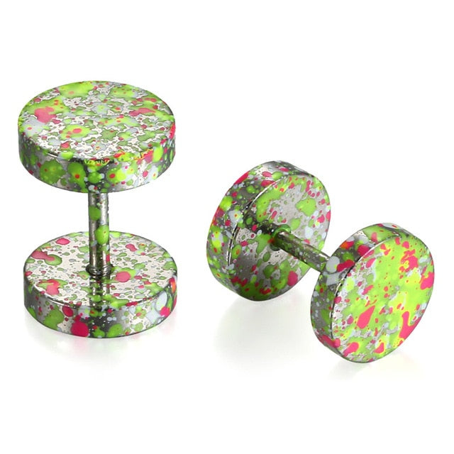 Splash-Colored Double-Sided Round Stainless Steel Fashion Stud Earrings-Earrings-Innovato Design-Light Green-Innovato Design