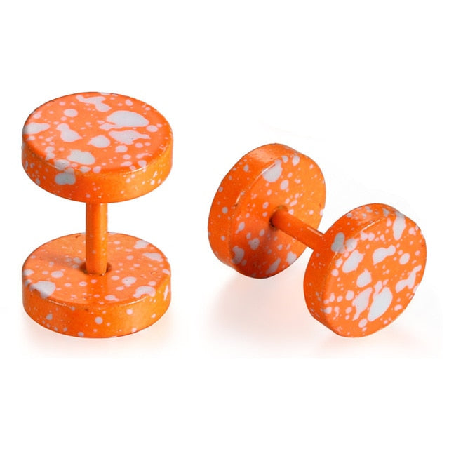 Splash-Colored Double-Sided Round Stainless Steel Fashion Stud Earrings-Earrings-Innovato Design-Orange-Innovato Design