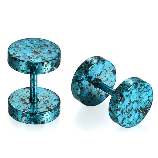 Splash-Colored Double-Sided Round Stainless Steel Fashion Stud Earrings-Earrings-Innovato Design-Blue-Innovato Design