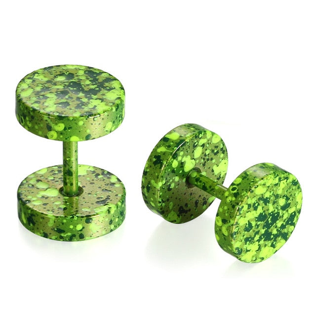 Splash-Colored Double-Sided Round Stainless Steel Fashion Stud Earrings-Earrings-Innovato Design-Green-Innovato Design