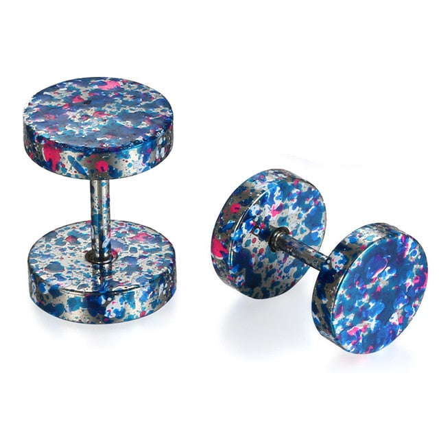 Splash-Colored Double-Sided Round Stainless Steel Fashion Stud Earrings-Earrings-Innovato Design-Purple-Innovato Design
