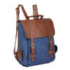 Canvas Leather Travel Backpack 20 to 35 Litre-Canvas and Leather Backpack-Innovato Design-Blue-Innovato Design