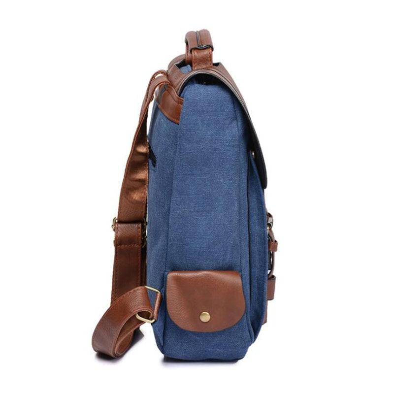 Canvas Leather Travel Backpack 20 to 35 Litre-Canvas and Leather Backpack-Innovato Design-Blue-Innovato Design