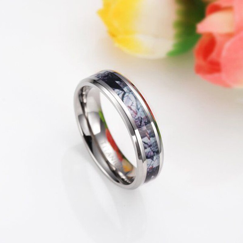 6mm Lightweight Winter Branch Camouflage Inlay Titanium Fashion Wedding Ring-Rings-Innovato Design-6-Innovato Design