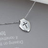 Stainless Steel Silver Shield and Cross Pendant Necklace - InnovatoDesign
