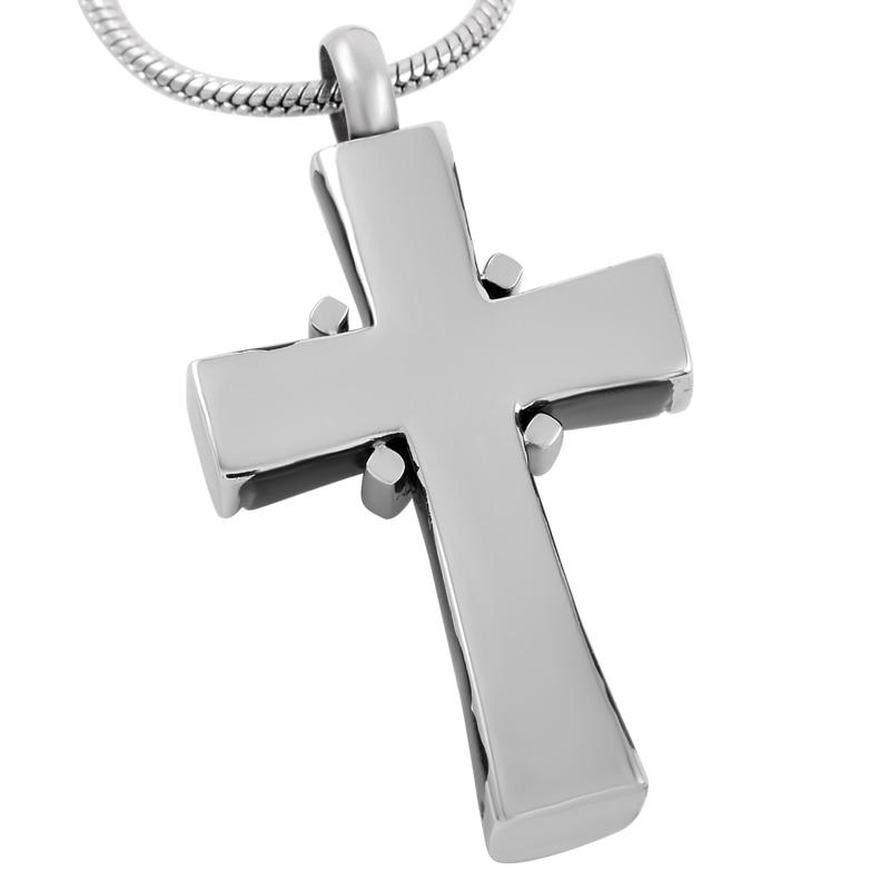 Steel Black Mini-Urn Cross Pendant with Silver Necklace-Necklaces-Innovato Design-Innovato Design