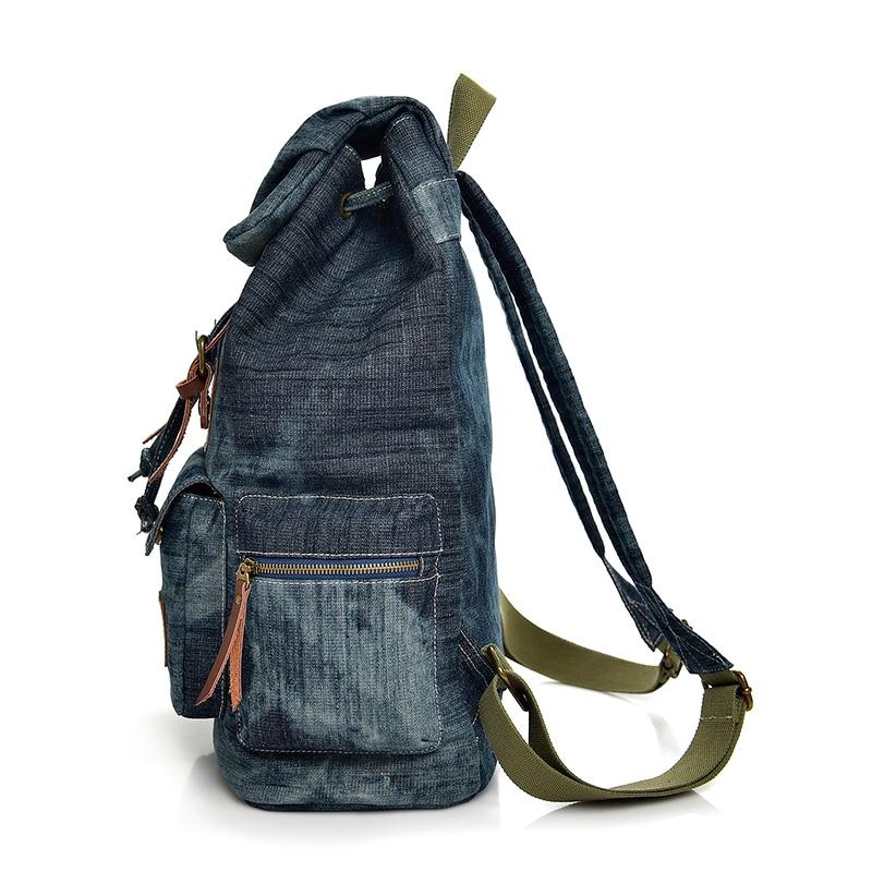 Blue Denim with Drawstring Casual 20 to 35 Litre Backpack-Denim Backpacks-Innovato Design-Innovato Design