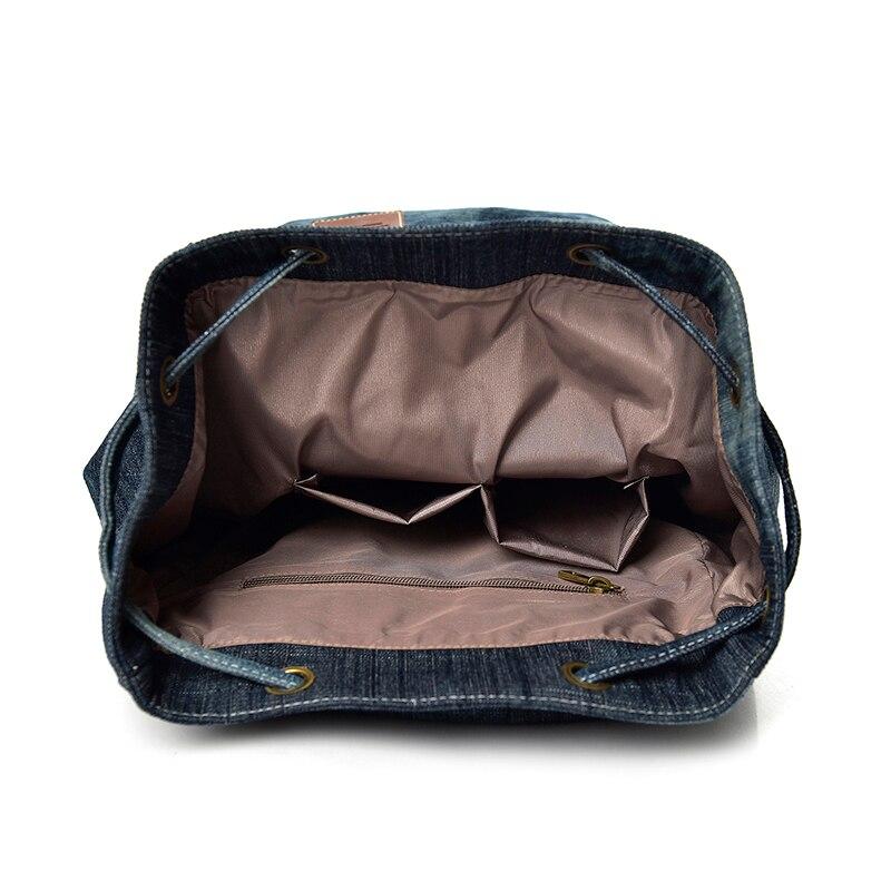 Blue Denim with Drawstring Casual 20 to 35 Litre Backpack-Denim Backpacks-Innovato Design-Innovato Design