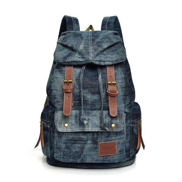 Blue Denim with Drawstring Casual 20 to 35 Litre Backpack-Denim Backpacks-Innovato Design-Innovato Design