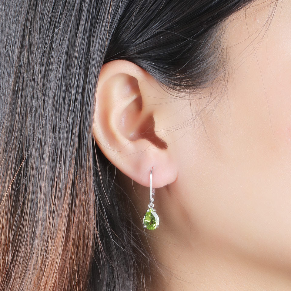 Natural Peridot Gemstone 925 Sterling Silver Stud Earrings-Earrings-Innovato Design-Innovato Design