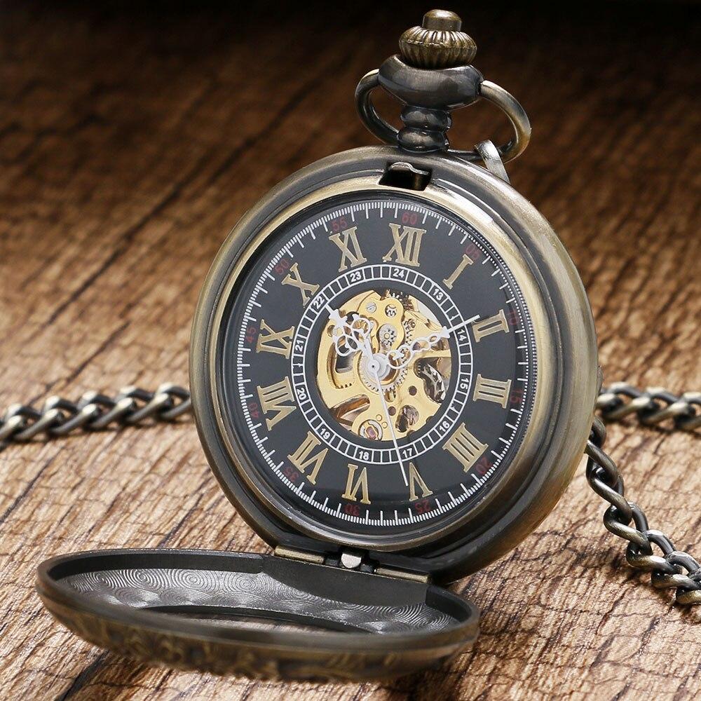 Vintage Bronze Pocket Watch with Floral Carving and Black Resin Interior Face Dial-Pocket Watch-Innovato Design-Innovato Design