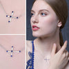 0.25ct Horizontal Blue Sapphire Sideways Cross Necklace 925 Sterling Silver - InnovatoDesign