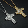Gold & Silver Plated Hip Hop Stainless Steel Cross Pendant with Cubic Zirconia Necklace-Necklaces-Innovato Design-Silver-24 inch-Innovato Design