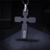 Carbon Fiber Cross Pendant Necklace with Zirconia Crystal Inlay-Necklaces-Innovato Design-White-Innovato Design