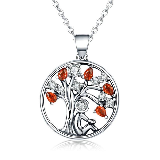 Red Cubic Zirconia Tree of Life Pendant Necklace-Necklaces-Innovato Design-Innovato Design
