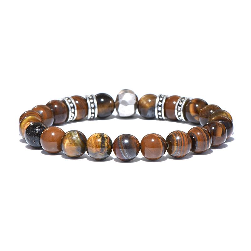 Natural Brown Stone Antique Black Beads Skull Bracelet-Skull Bracelet-Innovato Design-Bronze-Innovato Design