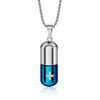 Metallic Pill Memorial Urn Pendant with Ball Chain Necklace-Necklaces-Innovato Design-Blue-Innovato Design
