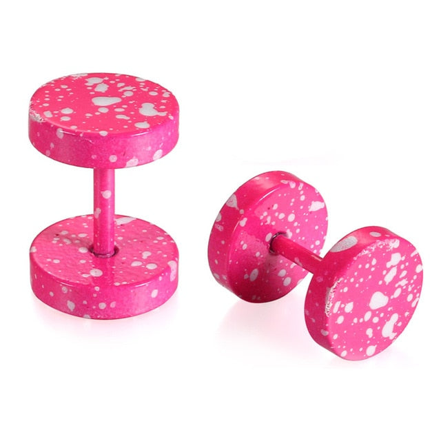 Splash-Colored Double-Sided Round Stainless Steel Fashion Stud Earrings-Earrings-Innovato Design-Pink-Innovato Design