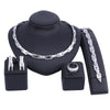 Puzzle Link Chain Necklace, Bracelet, Earrings & Ring Wedding Statement Jewelry Set