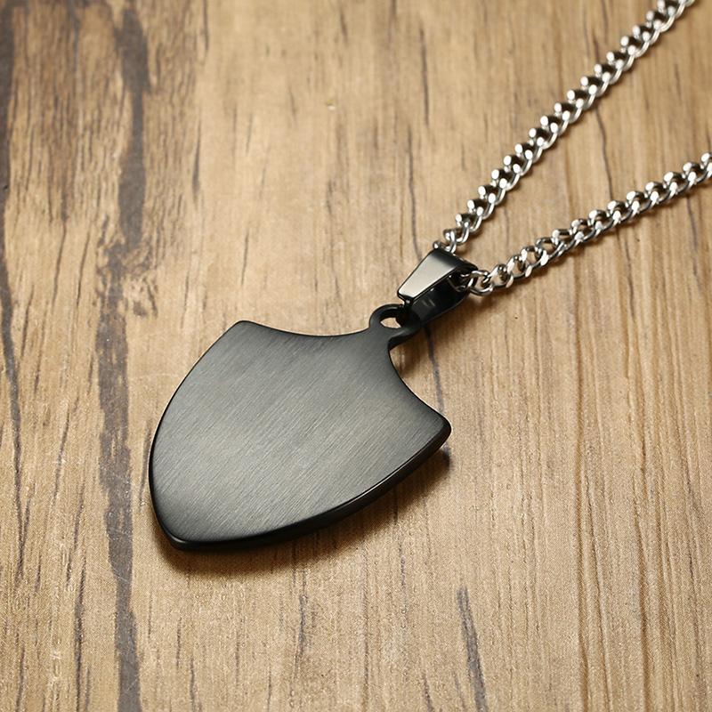 Polished Black Shield of Faith Cross Pendant and Silver Necklace-Necklaces-Innovato Design-Innovato Design