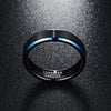 6mm Black Tungsten Carbide with Blue Outer Inlay Slim Type Wedding Band-Rings-Innovato Design-7-Innovato Design