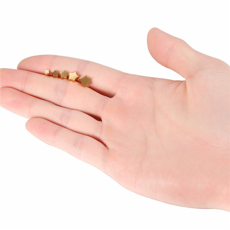 5 Pairs Star Stainless Steel Stud Earrings-Earrings-Innovato Design-Black-Innovato Design