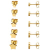 5 Pairs Star Stainless Steel Stud Earrings-Earrings-Innovato Design-Gold-Innovato Design