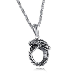 Steel Skeletal Type Dragon Ring Pendant Necklace-Necklaces-Innovato Design-Silver-Innovato Design