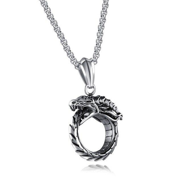 Steel Skeletal Type Dragon Ring Pendant Necklace - InnovatoDesign