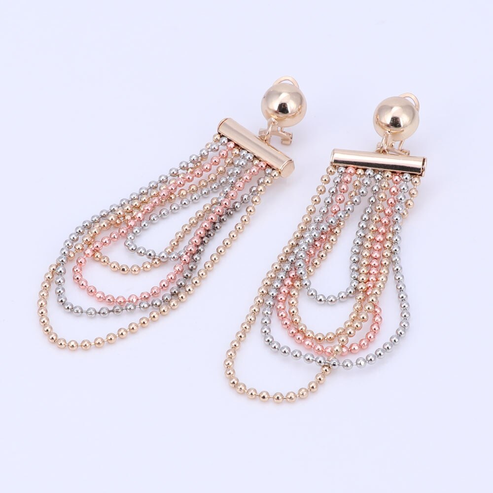 Gold and Silver-Plated Beads Necklace, Bracelet & Earrings Wedding Statement Jewelry Set-Jewelry Sets-Innovato Design-Innovato Design