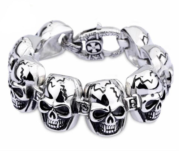 Men’s Stainless Steel Gothic Viking Skull Bracelet - InnovatoDesign