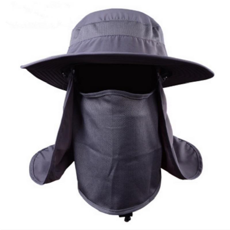 Wide Brim Bucket UV Protection Face Neck Cover Polyester Flap Hat with Rope-Hats-Innovato Design-Army Green-Innovato Design