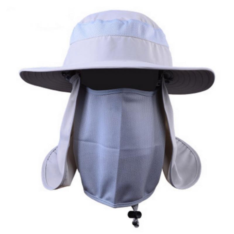 Wide Brim Bucket UV Protection Face Neck Cover Polyester Flap Hat with Rope-Hats-Innovato Design-Army Green-Innovato Design